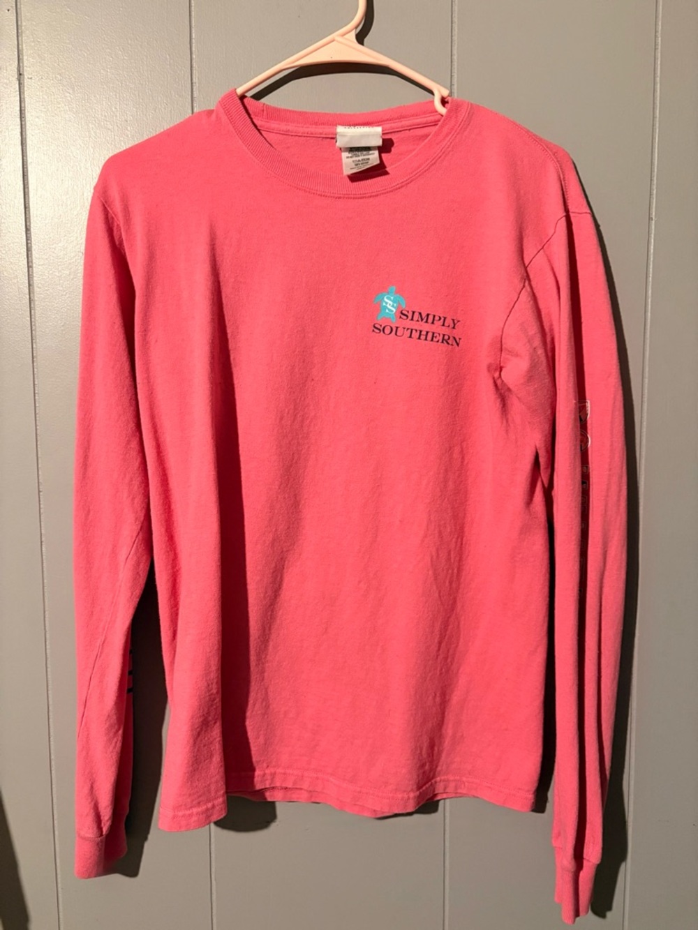 Simply Southern Coral Long Sleeve Tee Womens Small